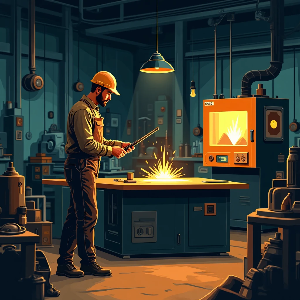 Travailleur de production en plein travail