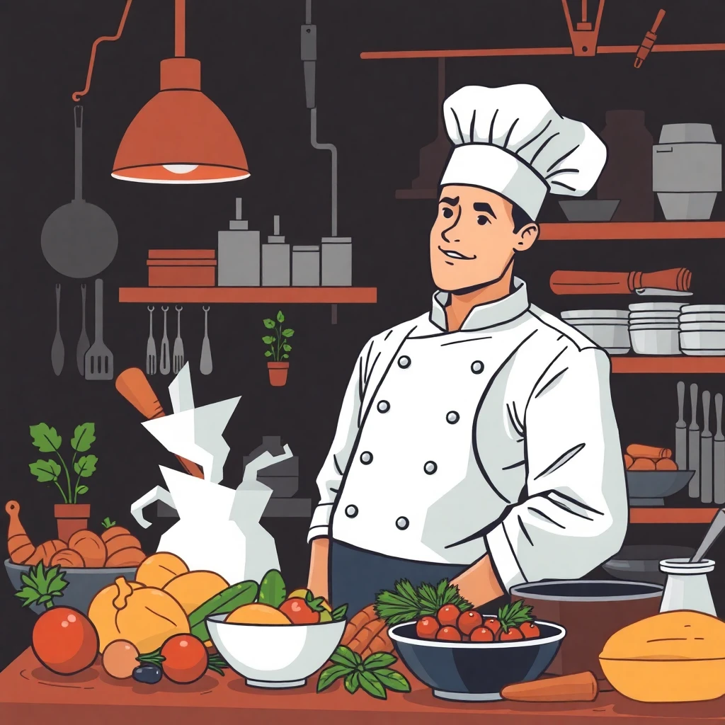 Chef en formation dans une cuisine