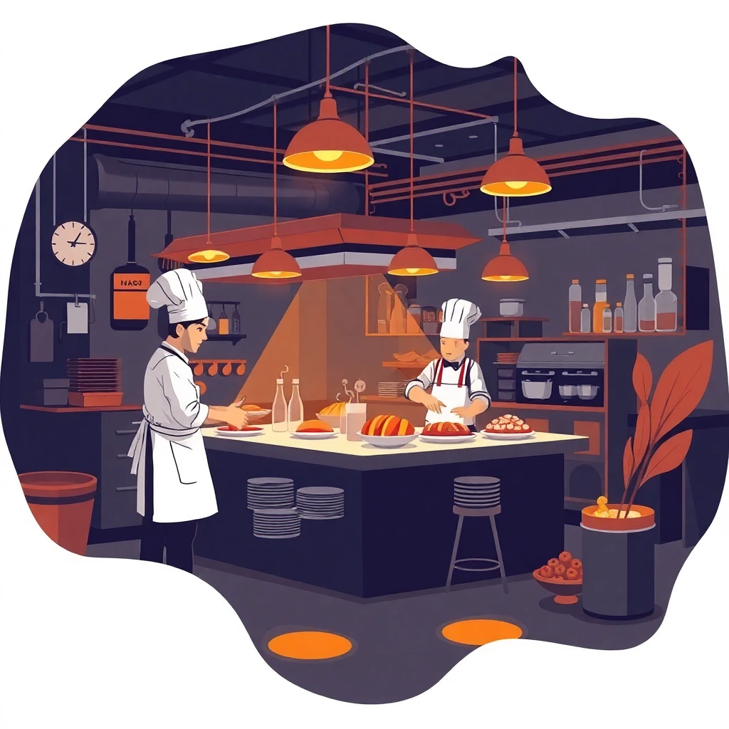 Cuisine animée avec des chefs