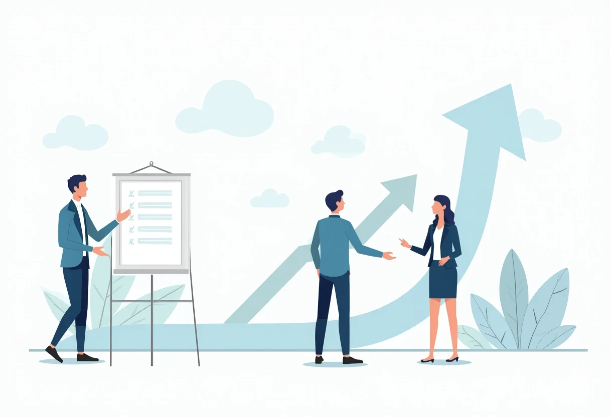 Professionnels discutant dans un bureau moderne