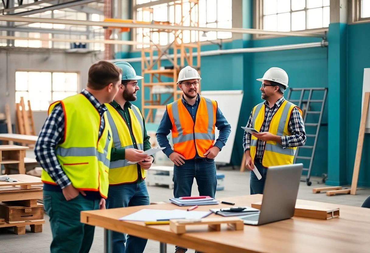 Travailleurs de la construction sur un chantier