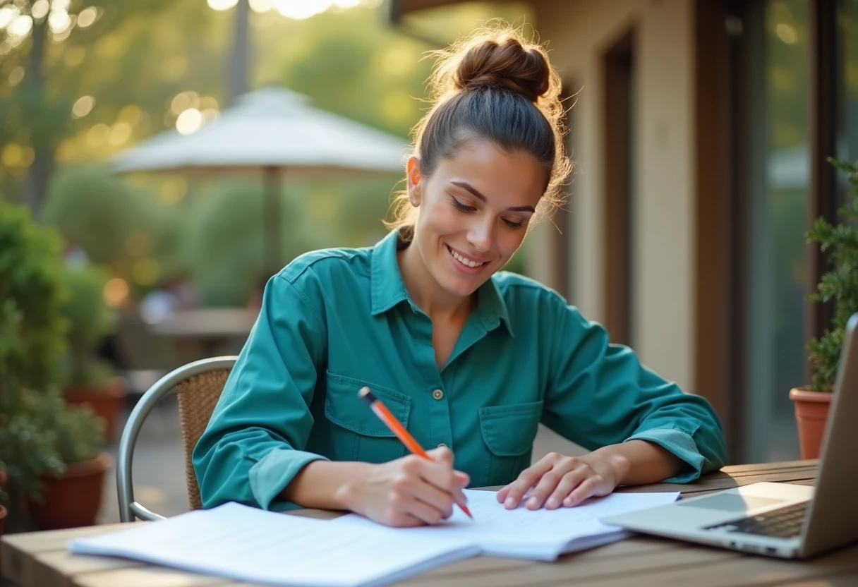Enseignant travaillant à l'extérieur