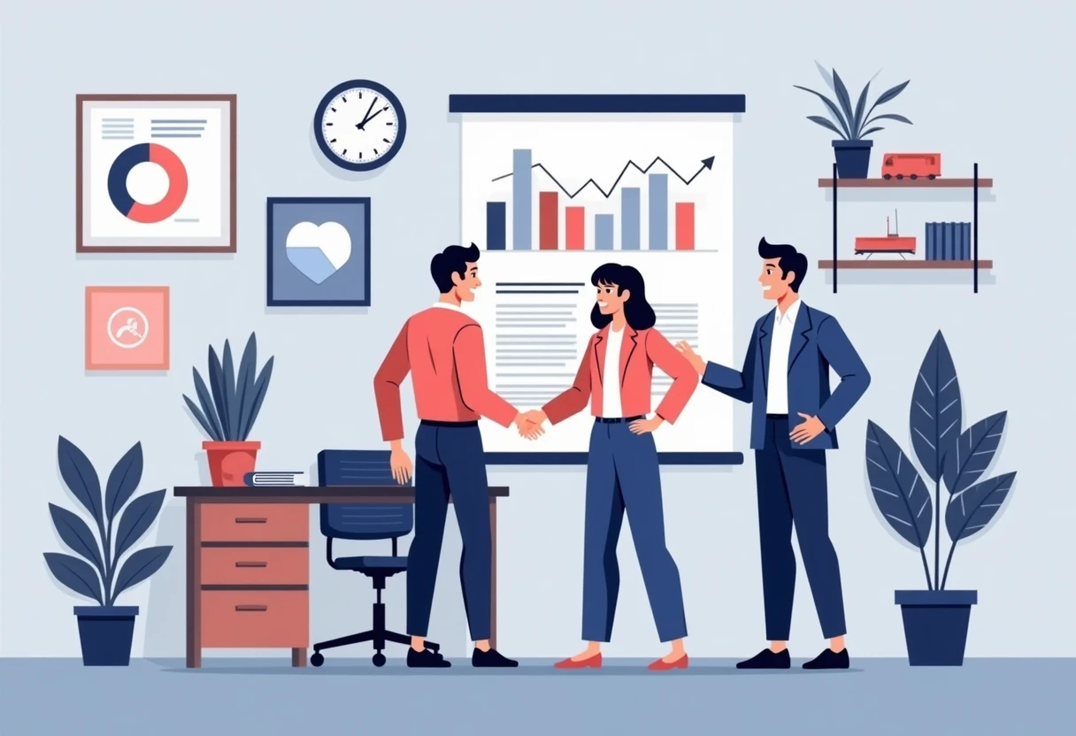 Professionnels discutant de logistique