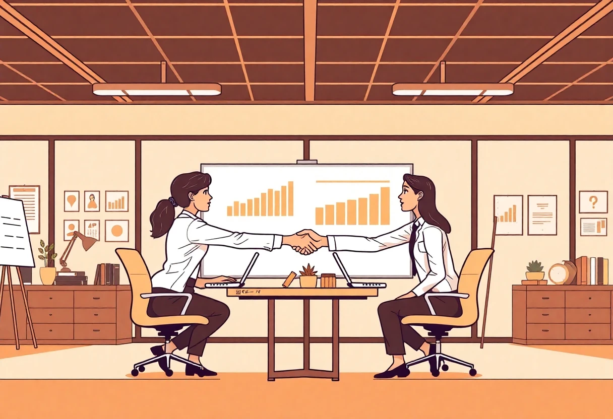 Professionnels discutant dans un bureau