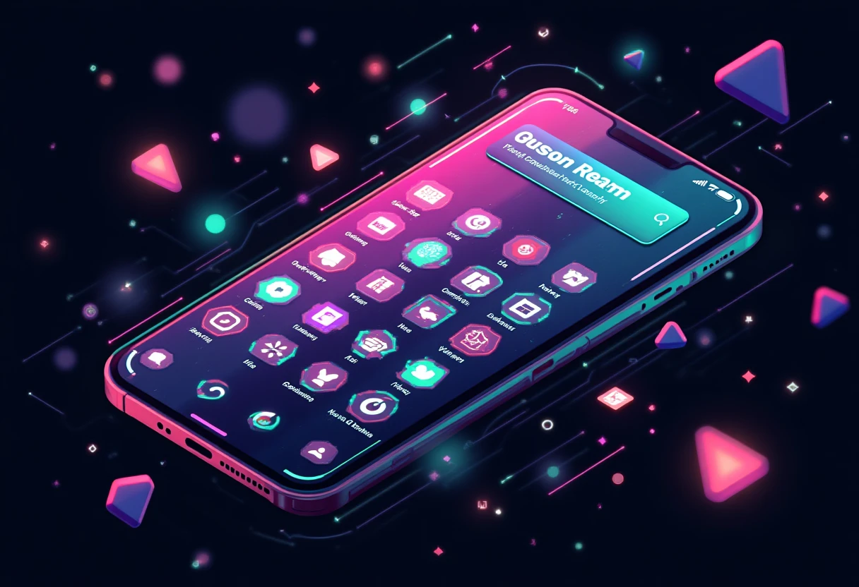 Neon abstract app grid