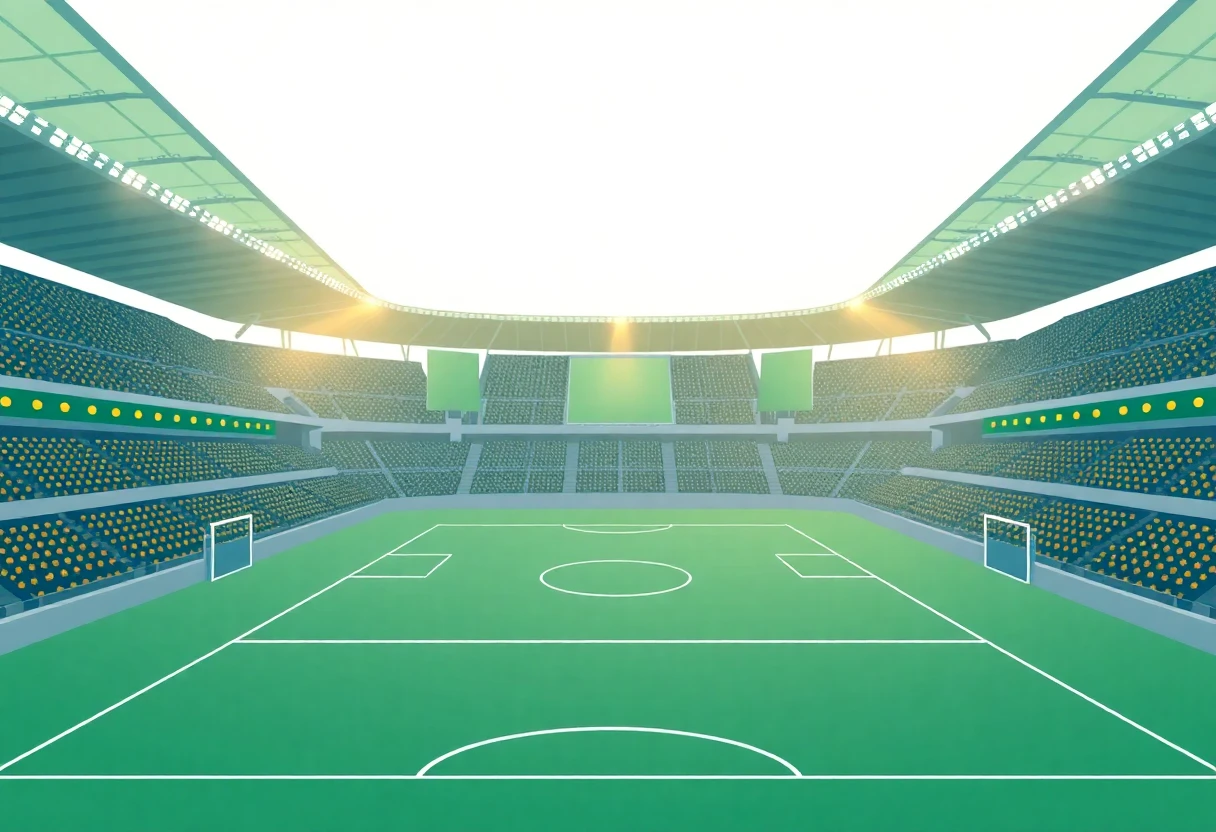 Fotbollsplan med stadionljus
