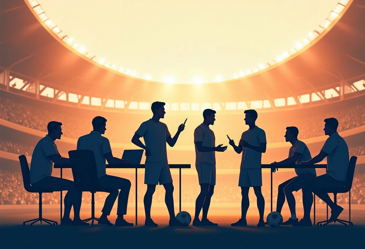 Discussão de estratégia tática em futebol