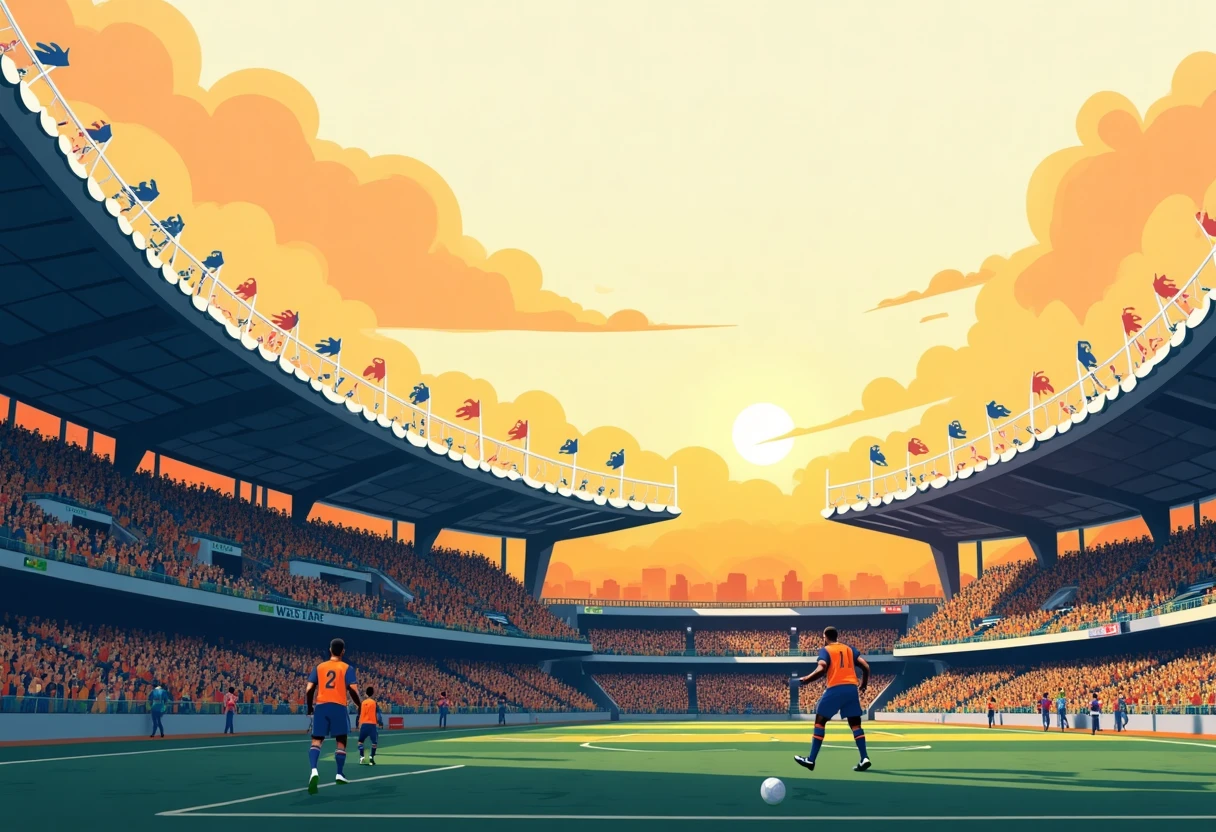 Vibrant football stadium with cheering fans