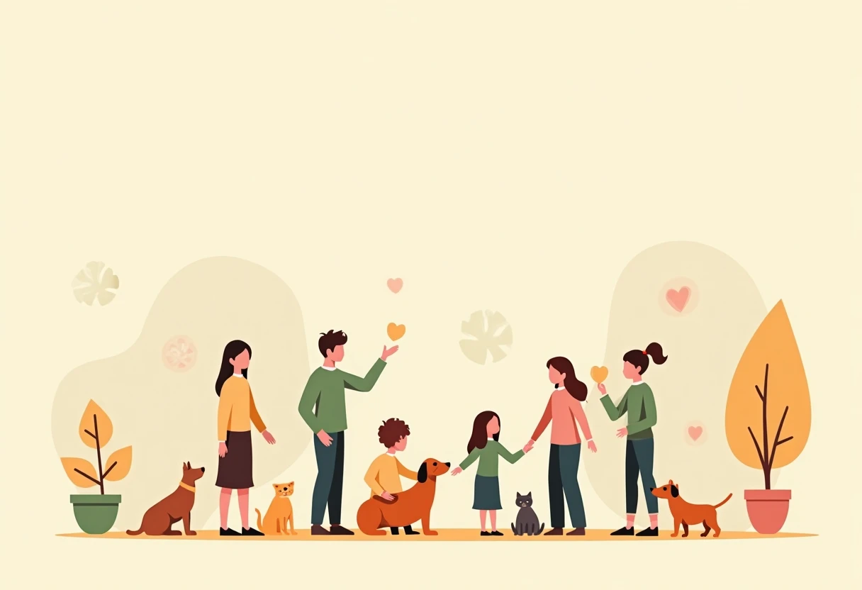 Familj som adopterar husdjur