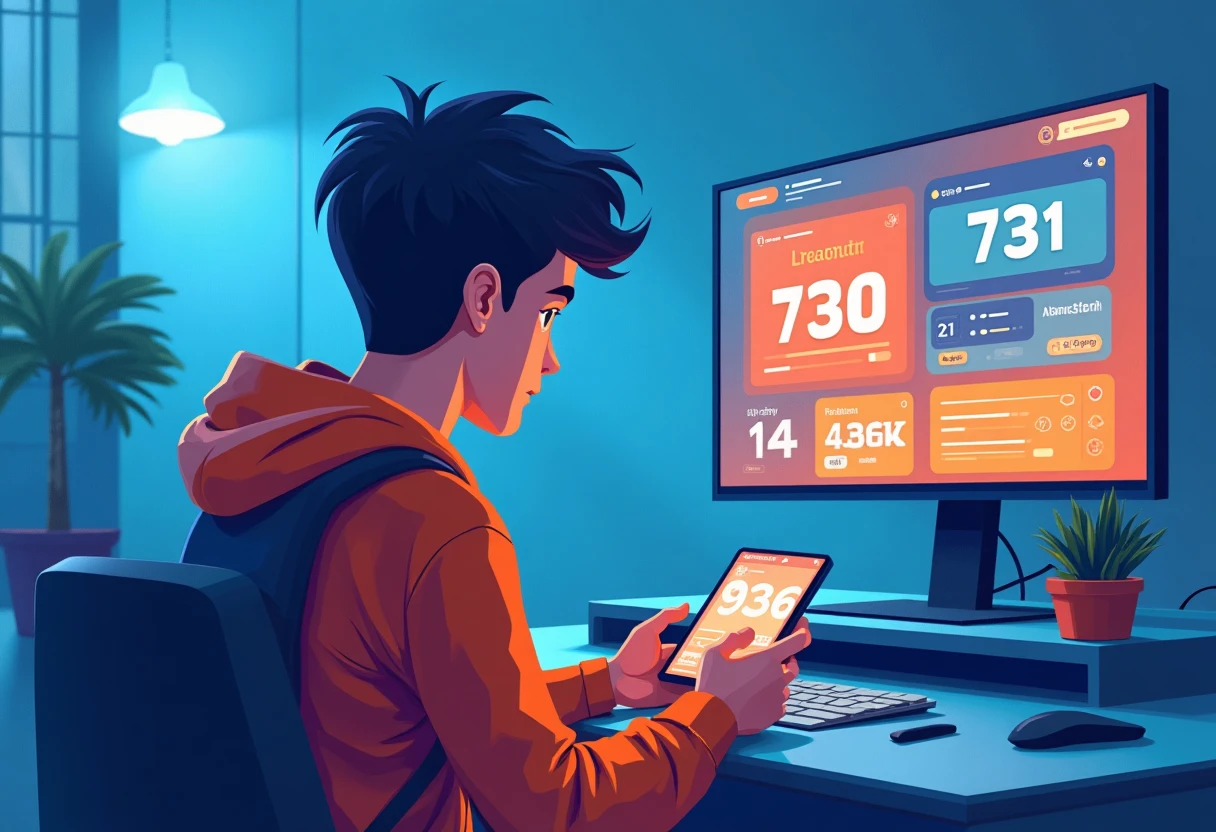 Gamer concentrado en su móvil