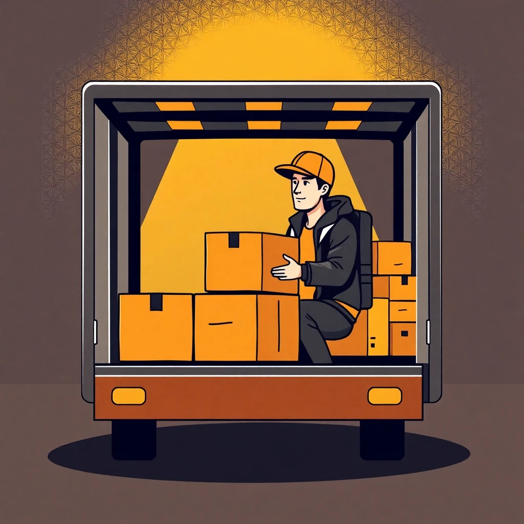 Conductor de entrega cargando paquetes