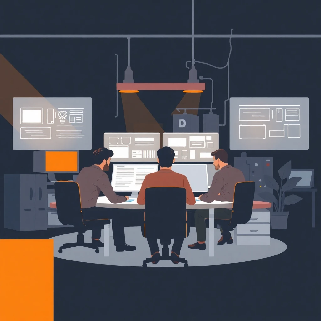 Ingenieros de software colaborando