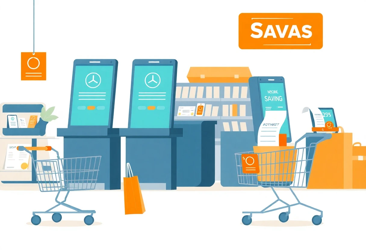 Pantalla de compra en línea con etiquetas de descuento