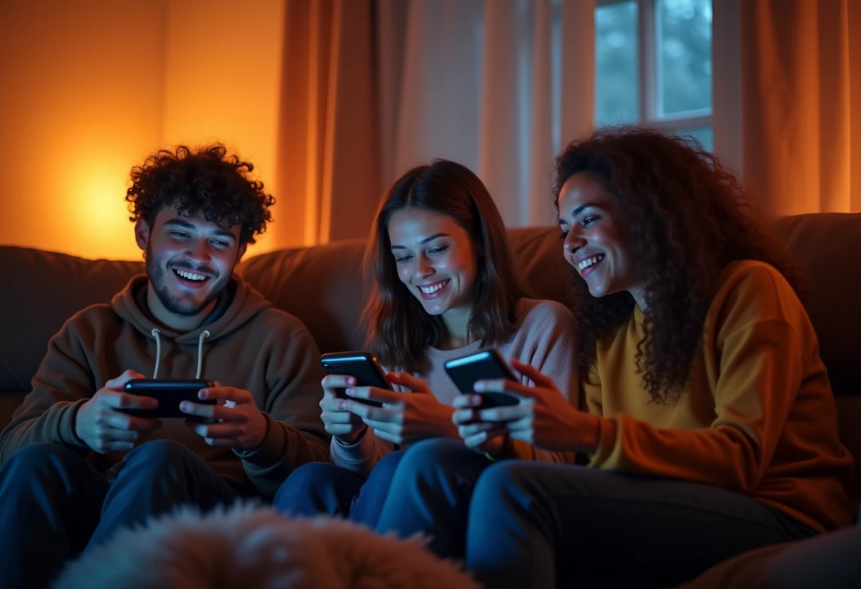 Amigos disfrutando de juegos móviles