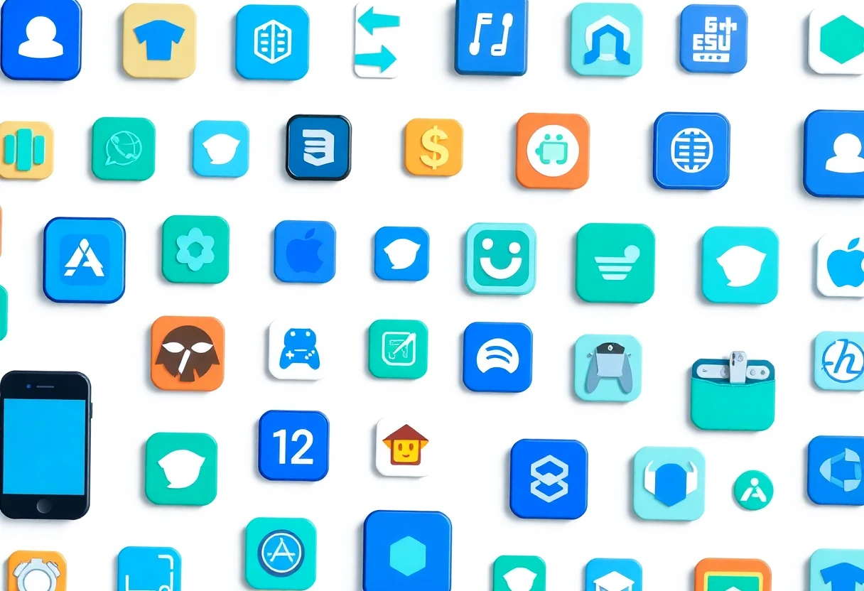 Iconos abstractos de aplicaciones móviles