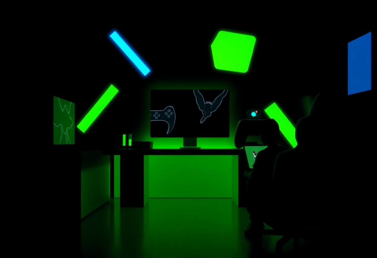 Dark gaming ambiance with horror elements