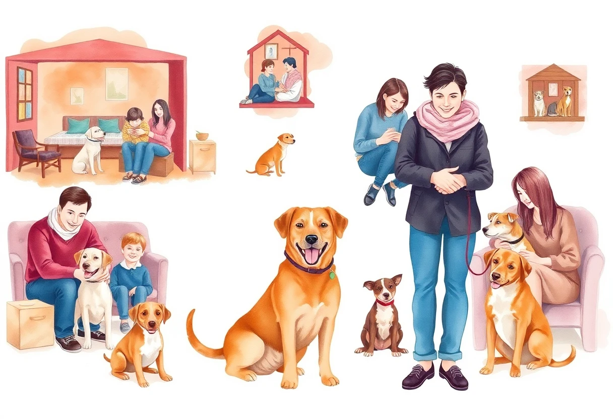 Perro adoptado en su nuevo hogar