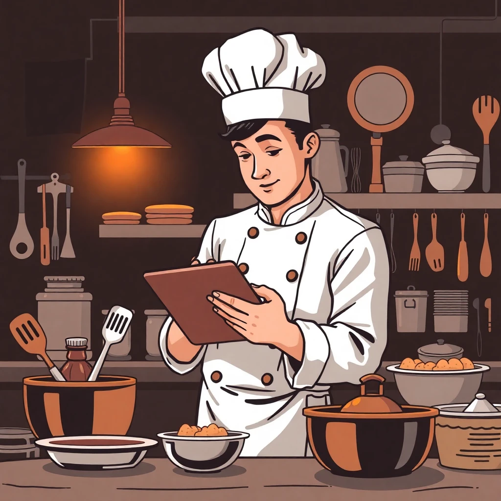 Chef joven en una cocina moderna