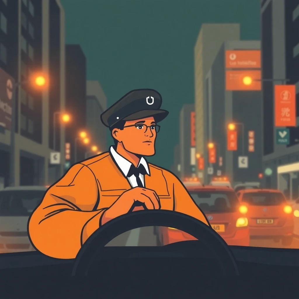 Conductor de Uber en plena acción