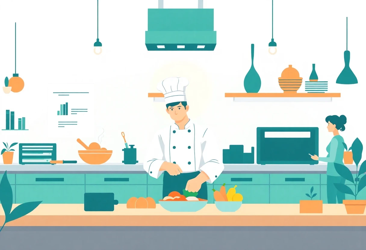 Chef en cocina moderna