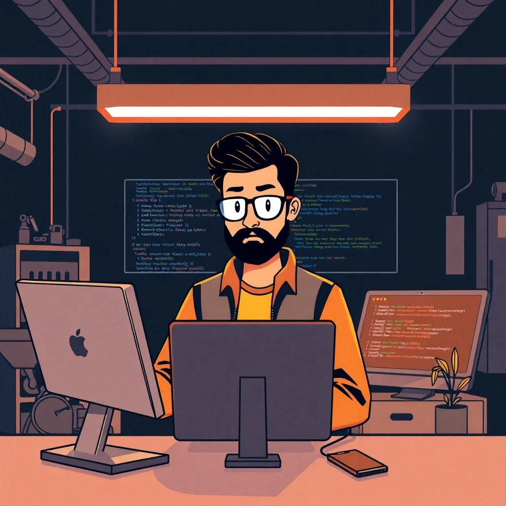 Ingeniero de software en su estación de trabajo