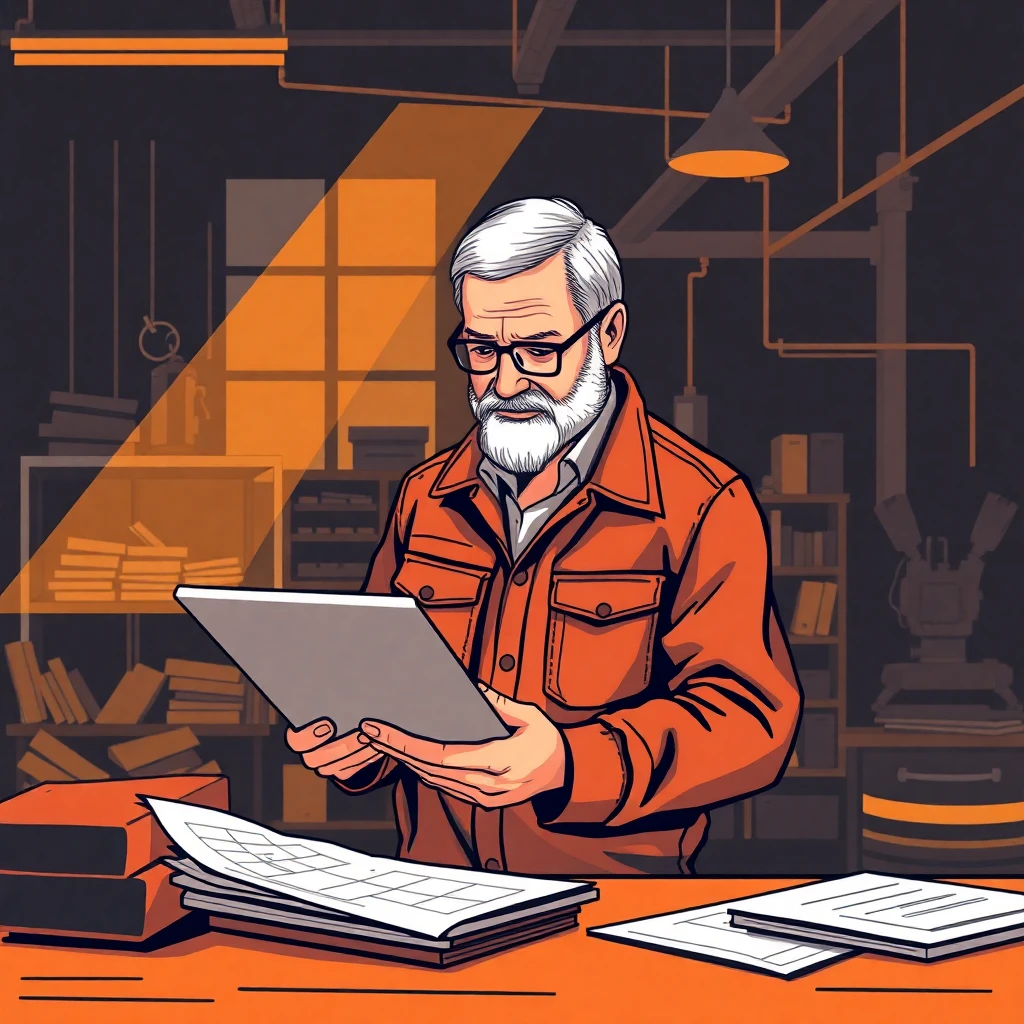 Ingeniero revisando planos digitales