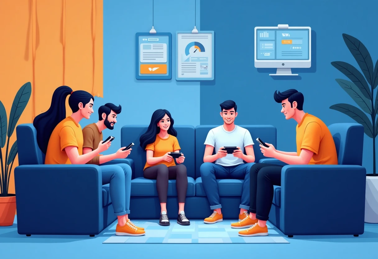 Amigos disfrutando de juegos mobile