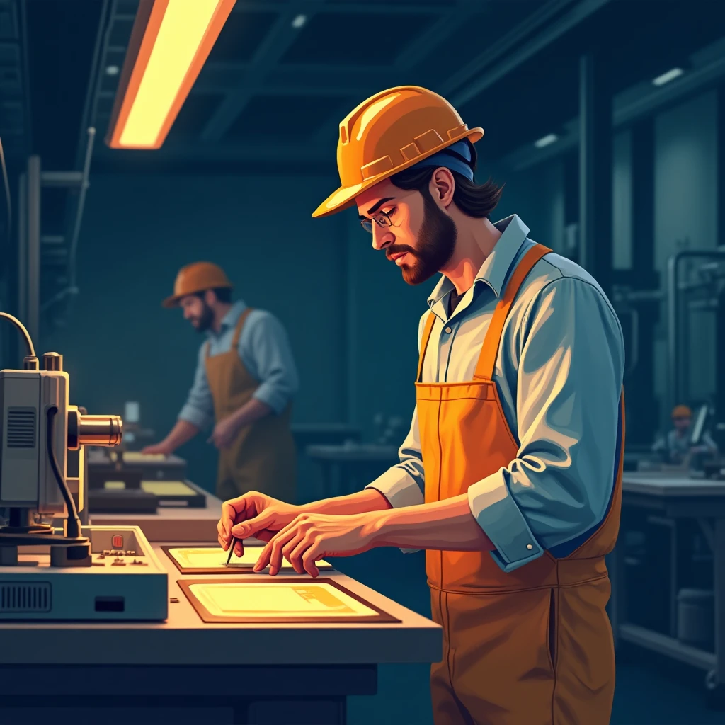 Worker on assembly line