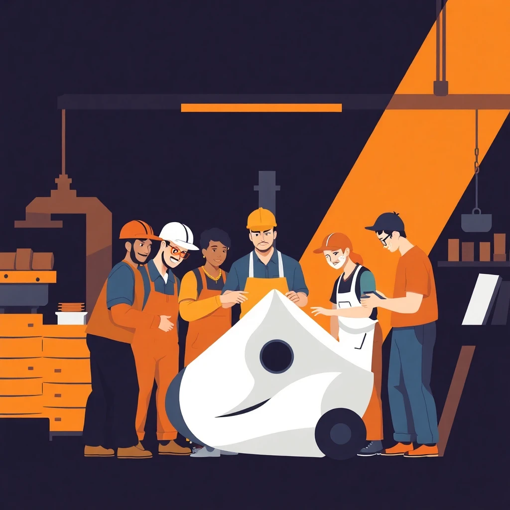 Teamwork in a factory setting