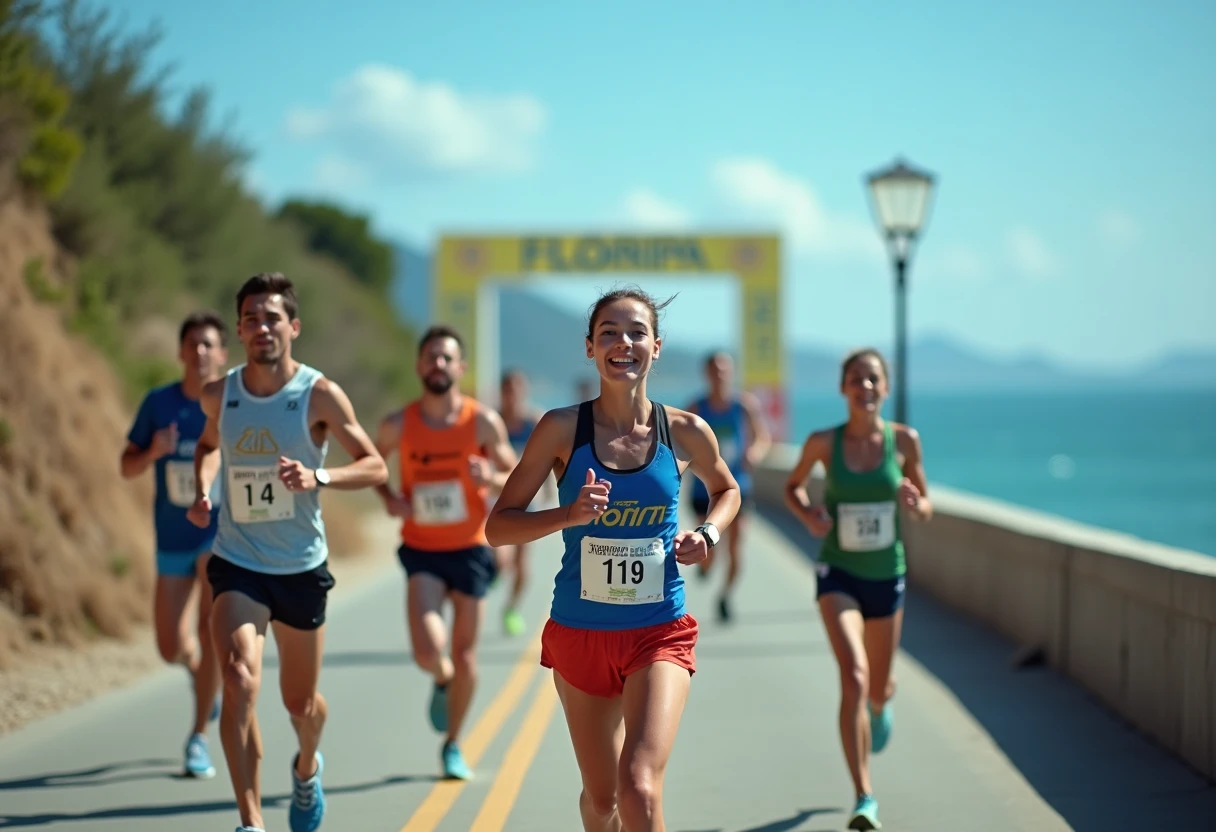 Scenic coastal run at Floripa Marathon