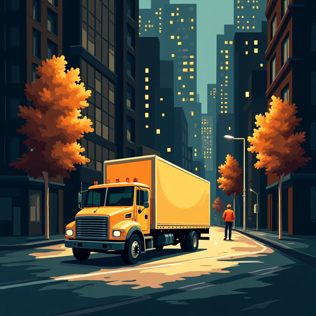 Delivery vehicle in city
