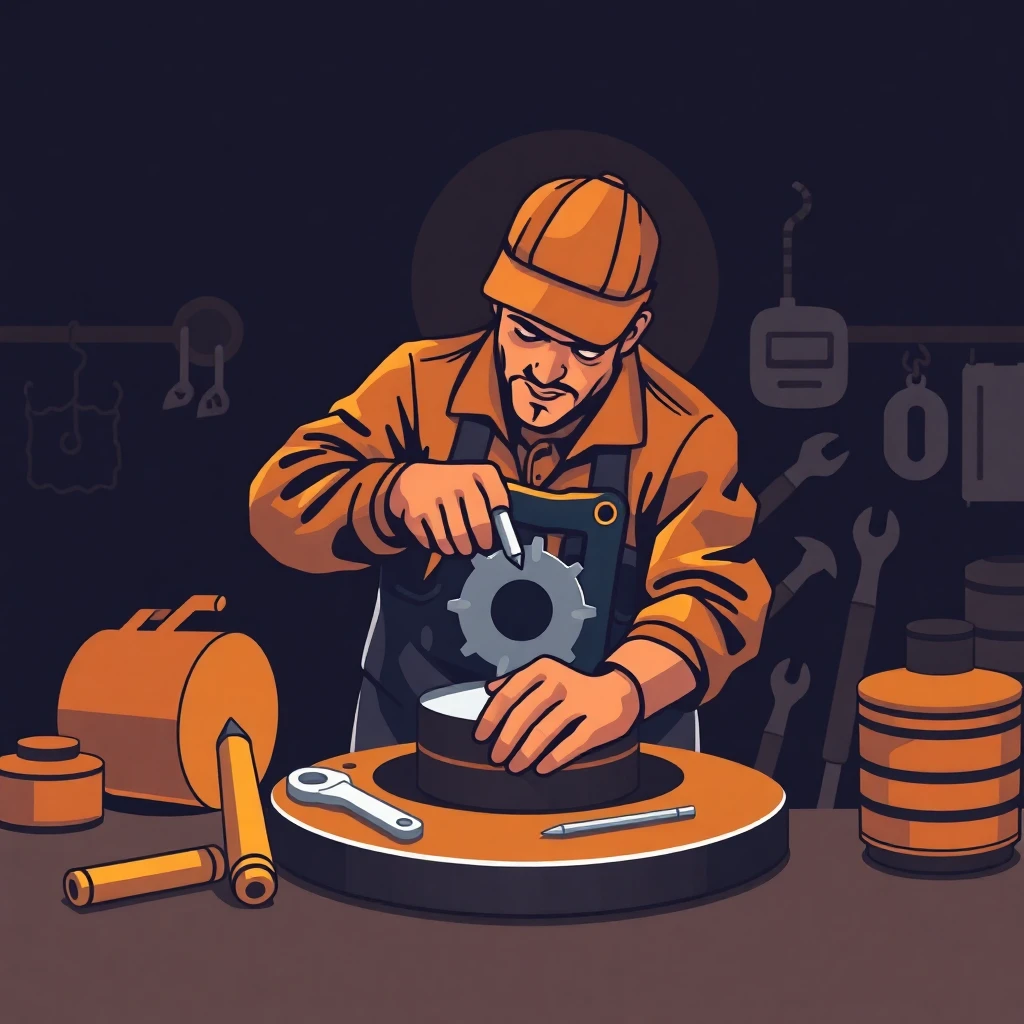 Mecánico trabajando en torno