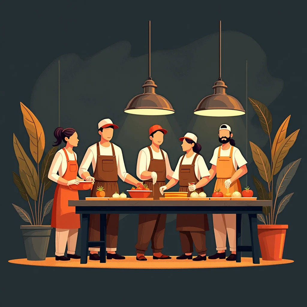 Trabajo en equipo en catering