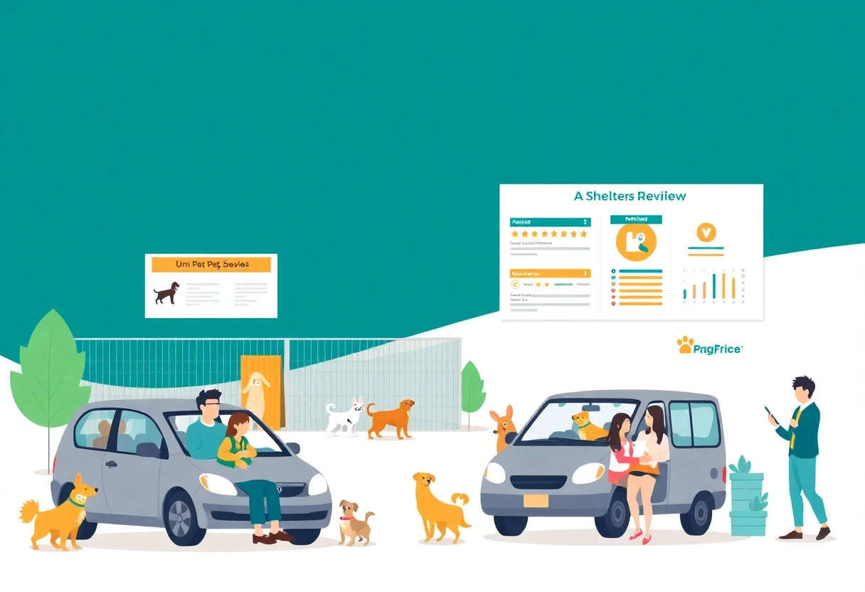 Abrigo de animais com famílias