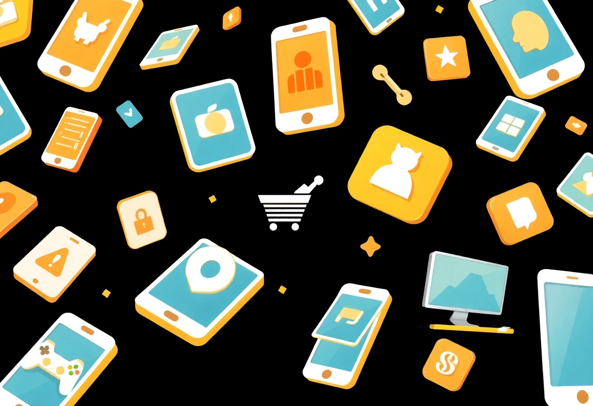 Ícones de aplicativos de compras e ofertas