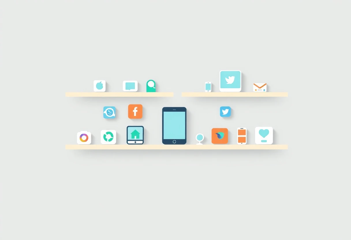 Ilustração abstrata de apps de produtividade