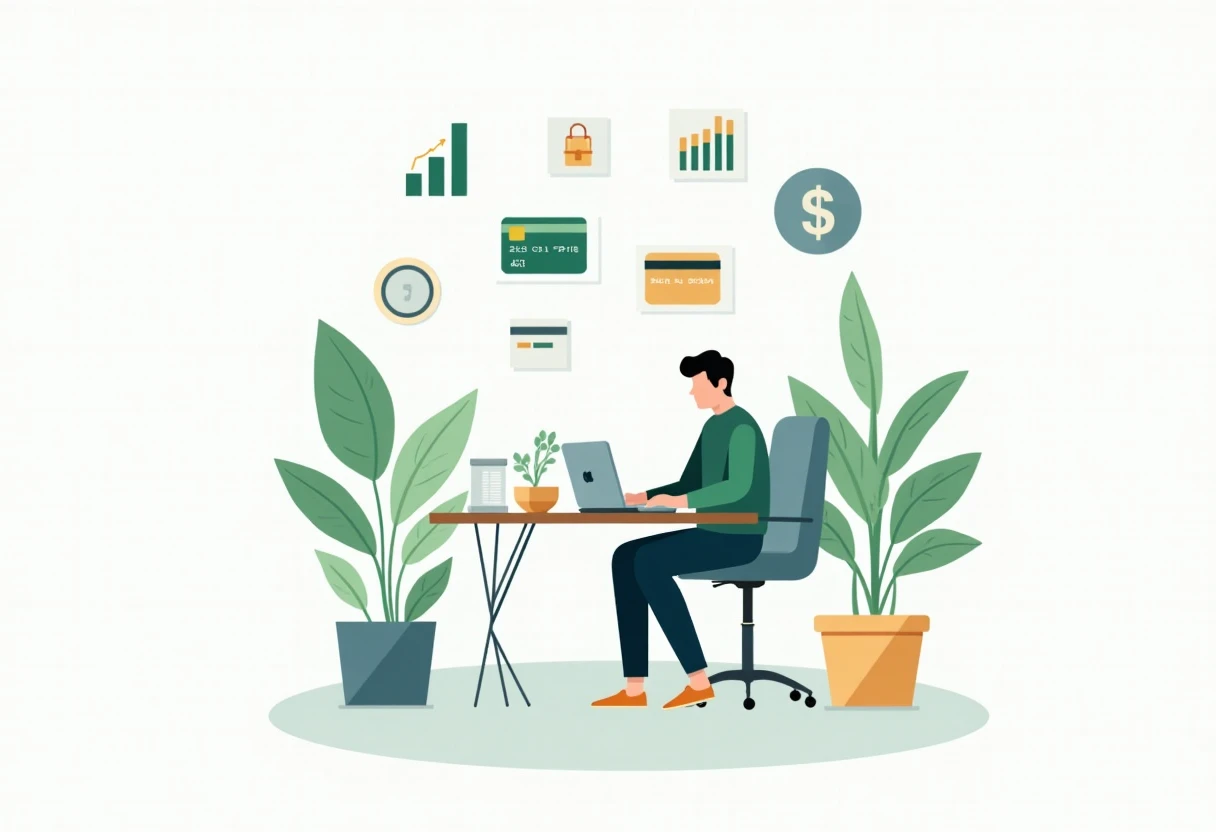 Freelancer revisando opções de cartão de crédito para cashback