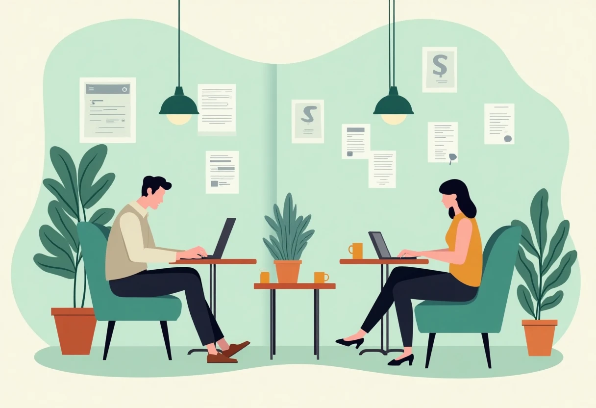 Freelancer revisando documentos de empréstimo