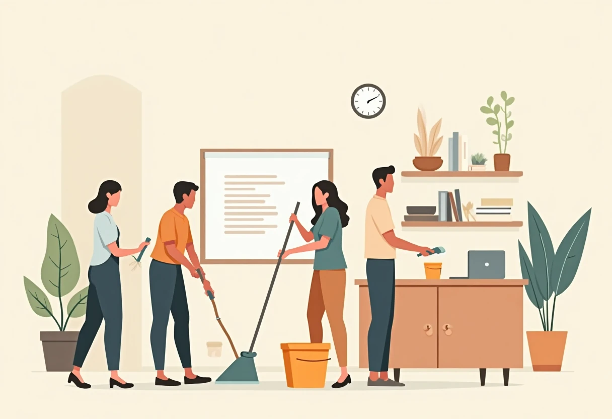 Ambiente de trabalho de limpeza