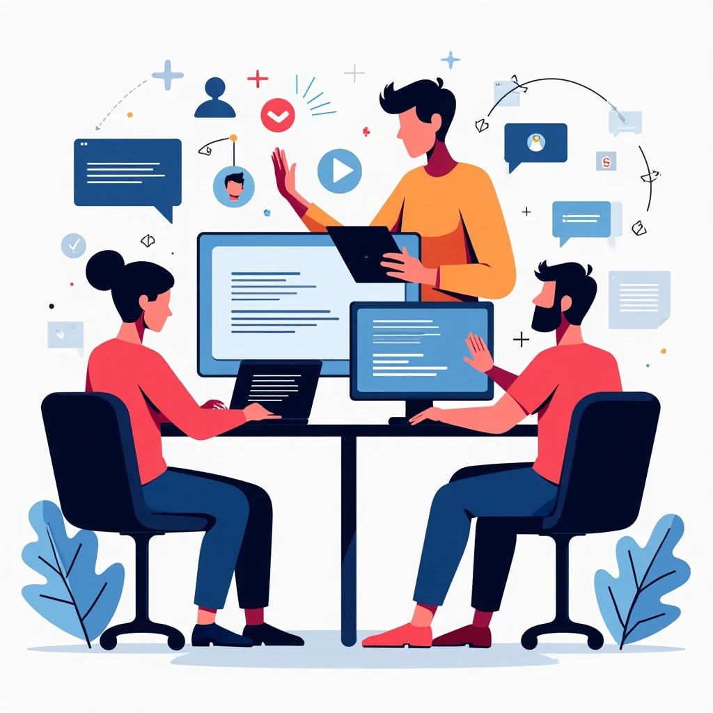 Equipo de desarrolladores colaborando
