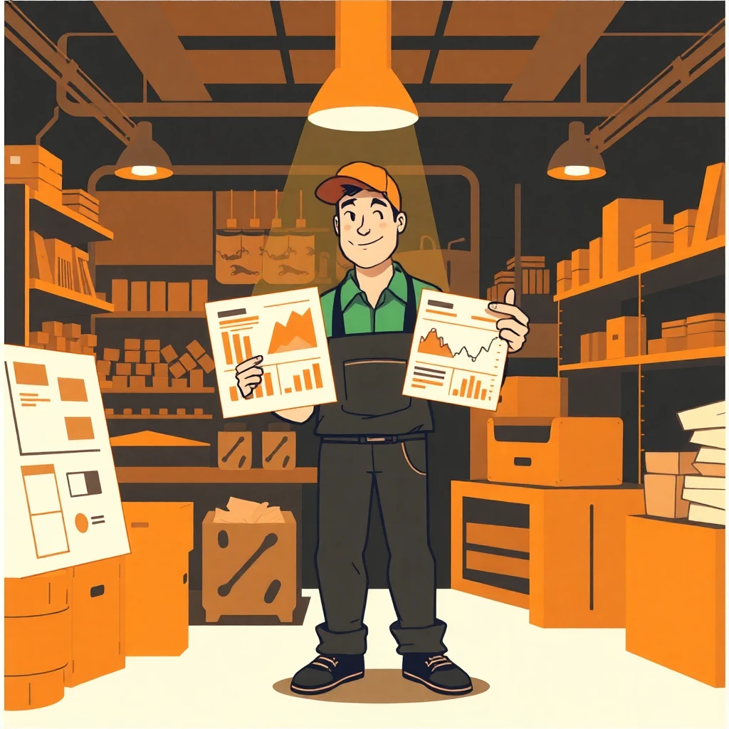 Vendedor mostrando gráficos de ventas