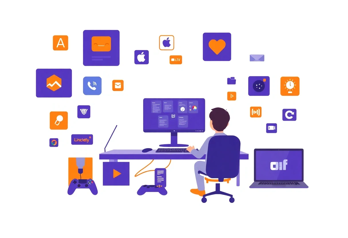 Digital productivity tools illustration