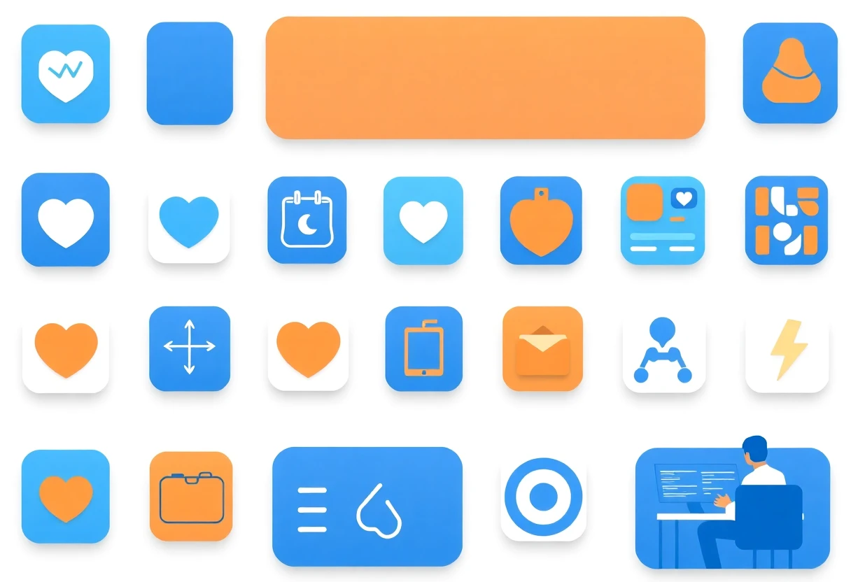 Abstract health and fitness app icons