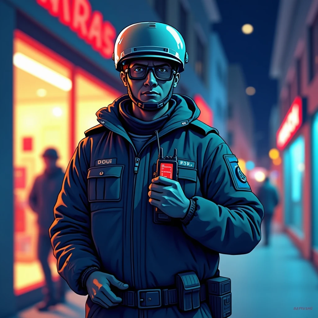 Guardia de seguridad en acción