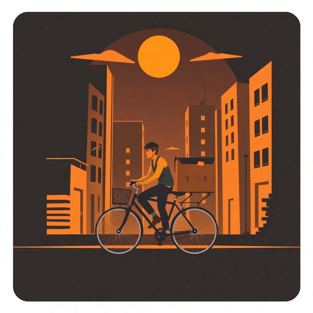Entregador pedalando na cidade