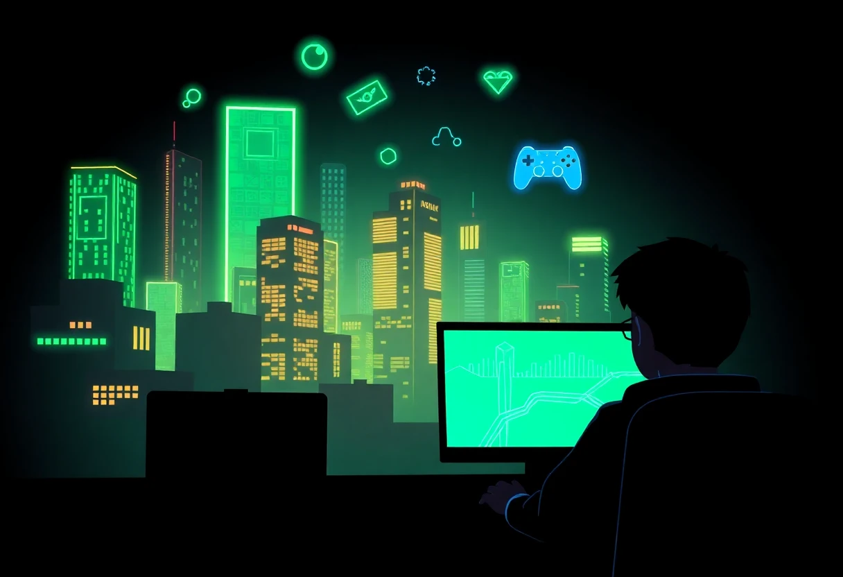 Futuristic gaming cityscape