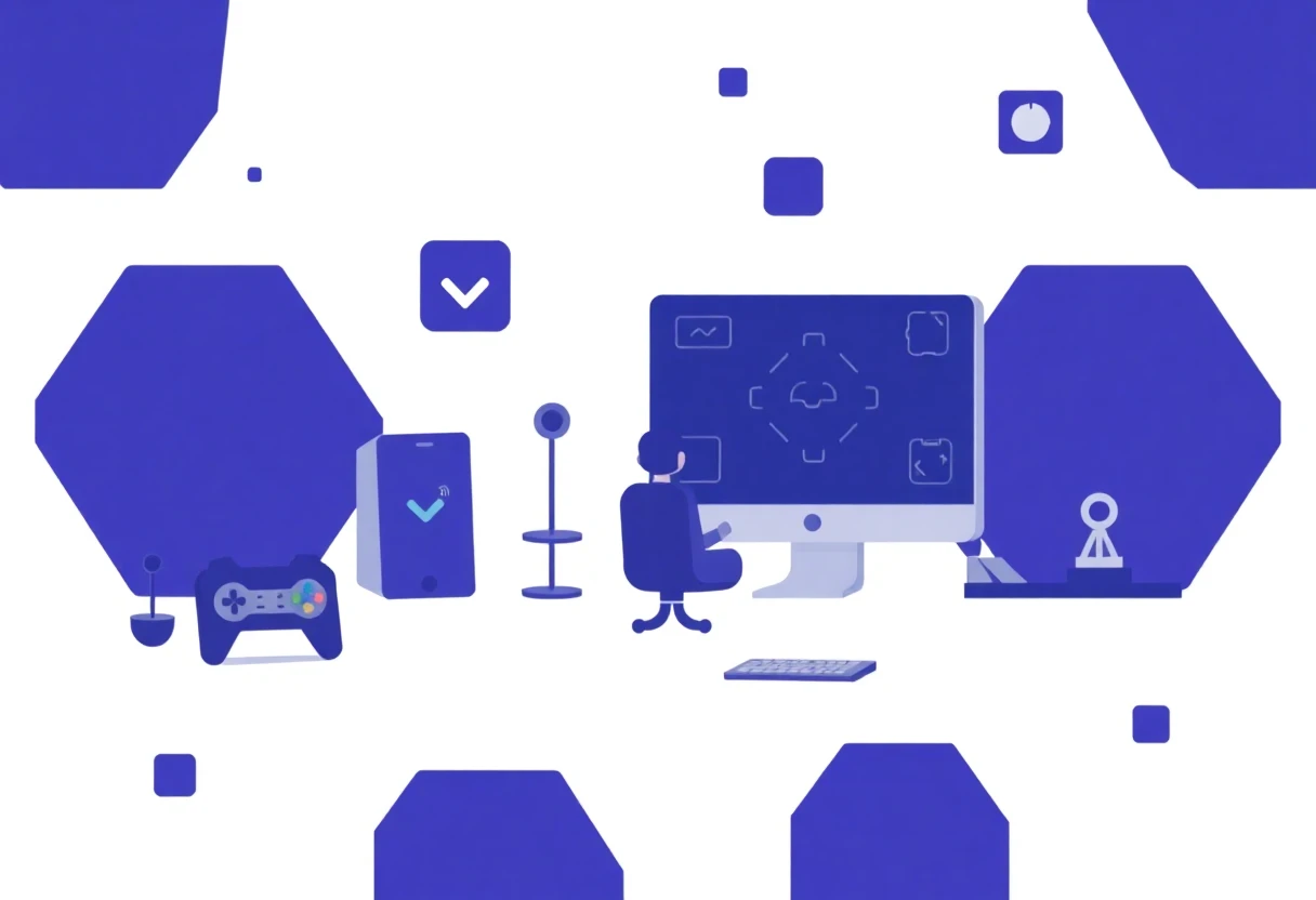 Abstract mobile gaming scene