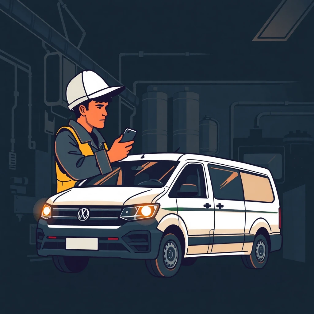 Motorista de entrega verificando rota