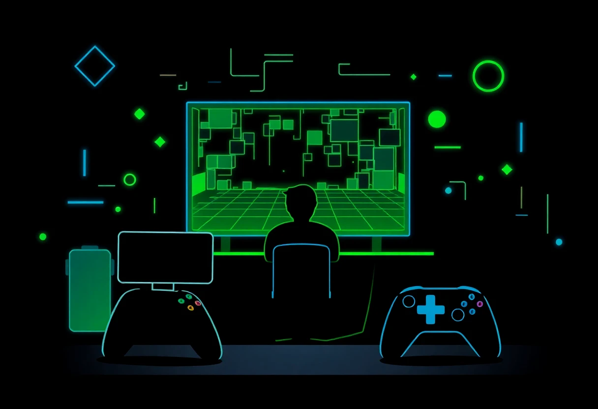 Abstract gaming illustration with neon accents