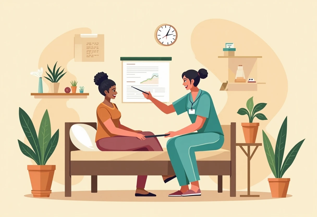 Nurse assisting patient